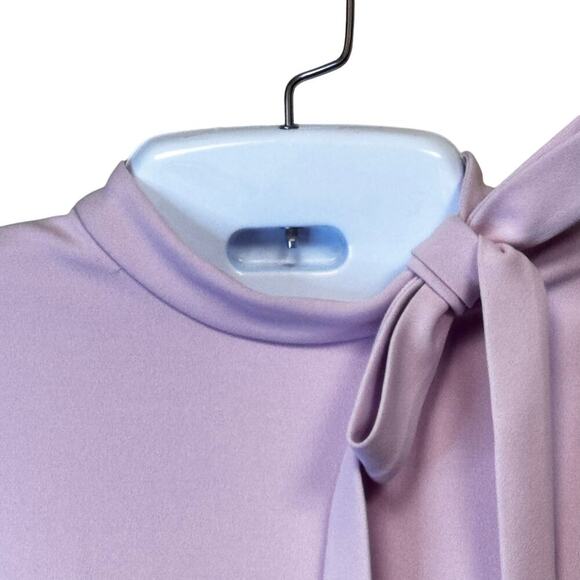 New Calvin Klein Bow-Neck Sheath Dress Cherry Blossom Stretchy Scuba Crepe Sz 6 - Picture 4 of 11